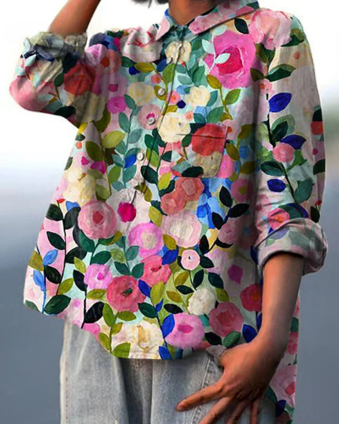 AKIRA™ COLORFUL SPRING FLORAL CASUAL SHIRT