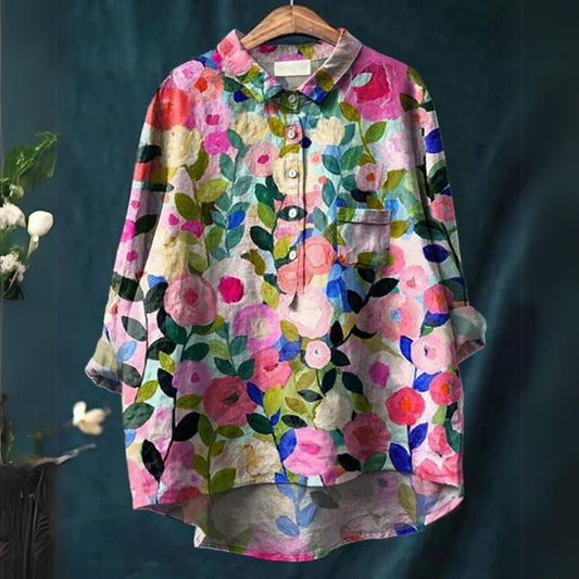 AKIRA™ COLORFUL SPRING FLORAL CASUAL SHIRT